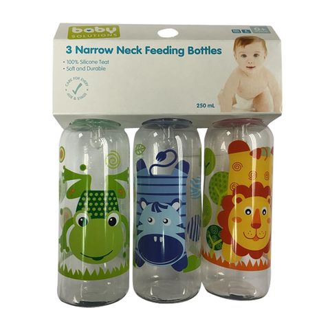 250ml Narrow Neck Feeding Bottles - Set of 3