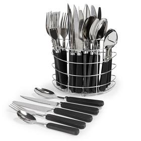 30 Piece Black Cutlery Set with Caddy