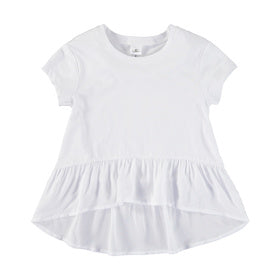 Woven Frill Hem Tee