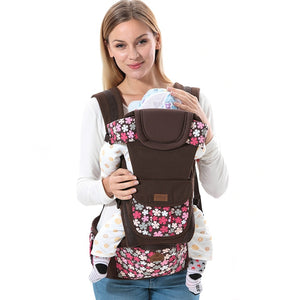 Floral Cotton Ergonomic Baby Carrier Adjustable Baby Sling 5 Carry Ways Multifunctional Kangaroo Baby Applicable 3 To 36 Months